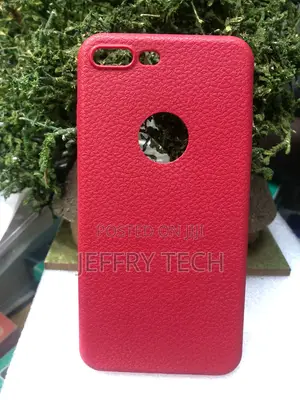 Red Textured Faux-Leather Back Cover for Apple Dual-Camera iPhones