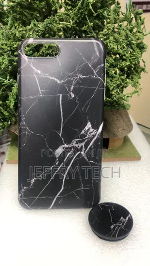 Black Marble Patterned Case with Grip for iPhone 8 Plus