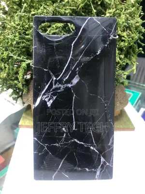 Square-Edged Black Marble Case for iPhone 15 Pro