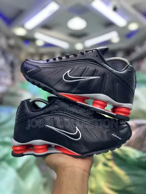 Nike Shox R4 Black Red Reflective Leather Sneakers