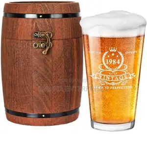 Vintage Beer Glass and Barrel Gift Set