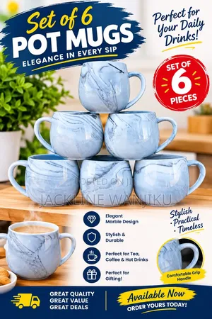 Seti ya Mugs 6 - Nyeupe