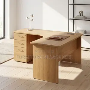 1.4m Curved Office Desk - Brown