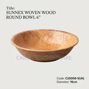 15cm Sunnex Woven Wood Round Bowl