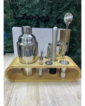 Seti ya Vipande 10 vya Cocktail Shaker - Rangi ya Fedha