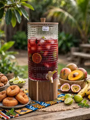5L Luxury Glass Drink Dispenser yenye Msingi wa Mbao