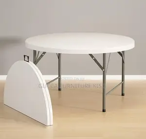Meza Nyeupe ya Patio ya Mzunguko ya 150cm inayokunjwa
