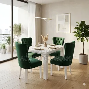Luxury 4-Seater Emerald Green Velvet Dining Set