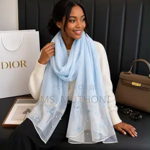 Pearl Butterflies Embroidered Chiffon Scarves