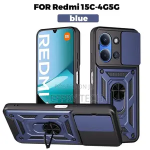 Shockproof Case for Redmi 15C 4G/5G with Car Magnetic Mount & Ring Stand - Blue