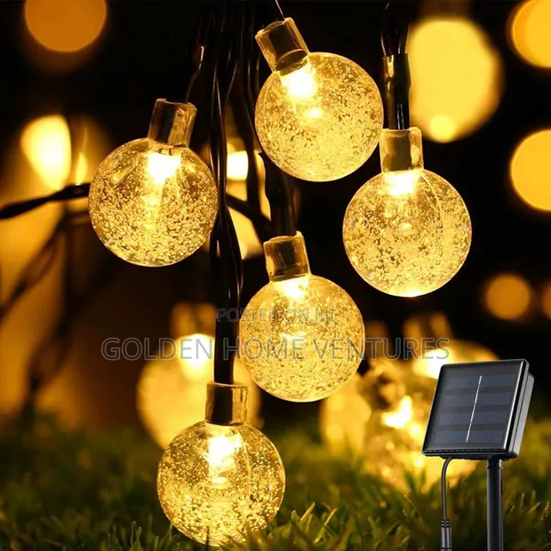 Solar Powered Outdoor String Lights - 12M, 100 Bubble Balls - 1