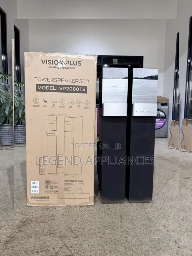 Vision Plus VP2080TS 360W Tower Speaker na Dual 8" Subwoofers & Bluetooth - 1