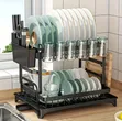 Ubora wa Carbon Steel 2-Tier Dish Drying Rack na Drainer Board - 4