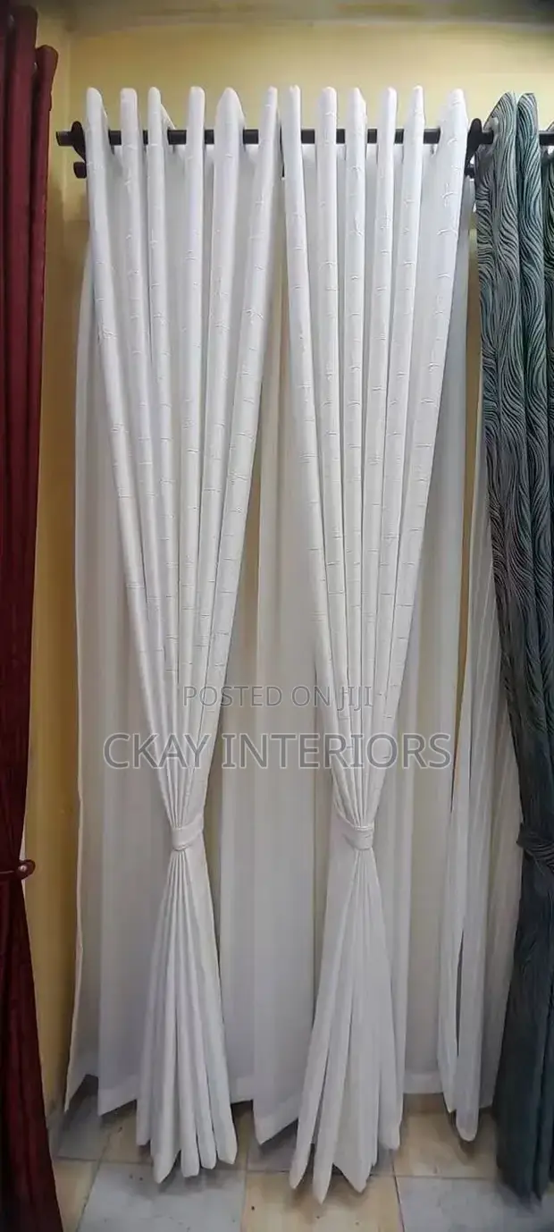 Brand New White and Cream Curtains - 1