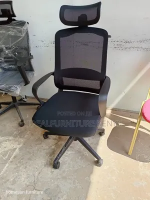 Black Mesh Office Chair with Headrest