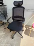 Black Mesh Office Chair with Headrest - 1