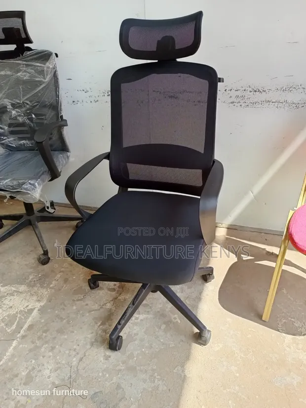 Mesh Office Chair with Headrest - Black - 1