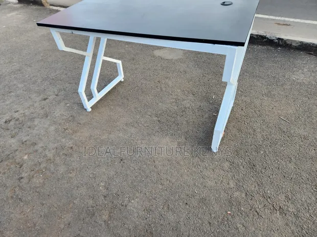 New Gray and White Rectangular Desk - 1