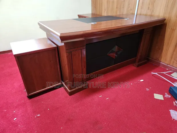 Executive Office Desk 1.8M - Mahogany Brown L-Shaped - 1