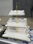 3-Tier Ceramic Dessert Stand with Gold Trim - 2