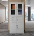 Stainless Gray Office File Cabinet with Double Doors - 3