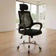 Modern Fabric Ergonomic Office Chair with Headrest - 1