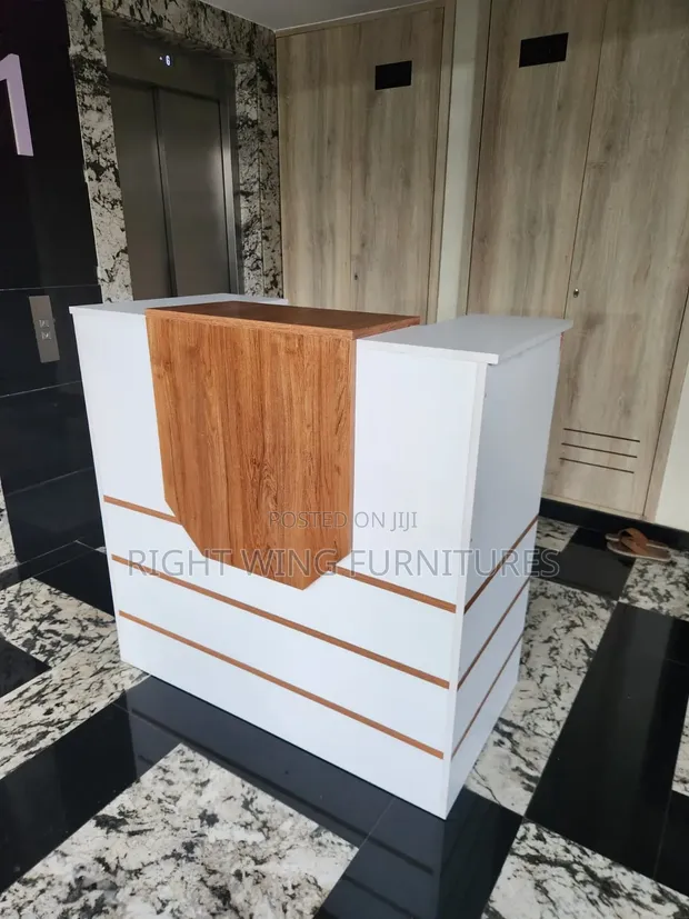 Boss Office Products Reception Desk - Brown Strips 1.2m - 1