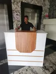 Boss Office Products Reception Desk - Brown Strips 1.2m - 2