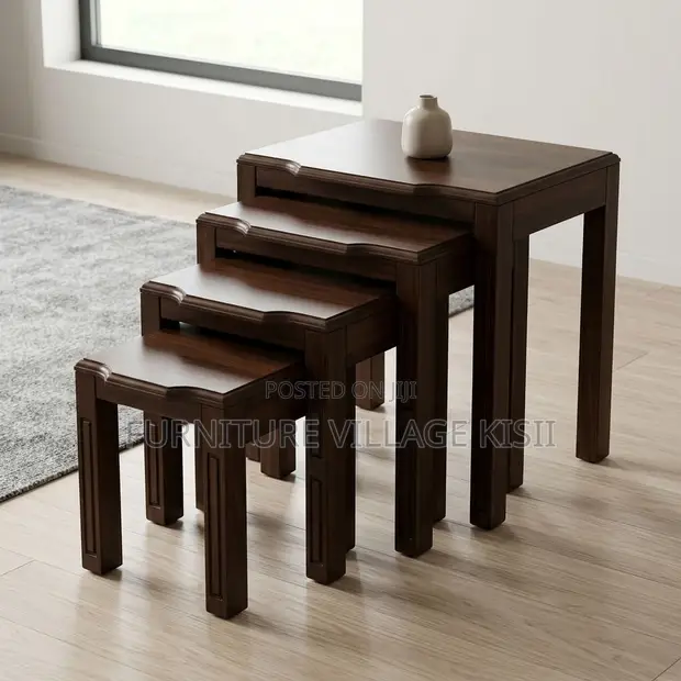 4PC Wooden Nesting Stools - 1