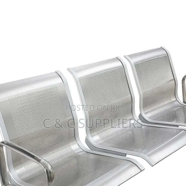 3-Link Non-Padded Airport Visitors Bench - 1