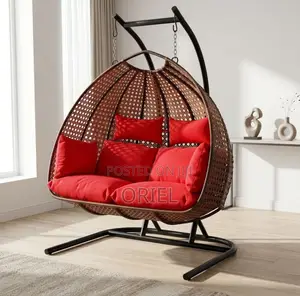 Two-Person Padded Hammock Swing Chair - Brown