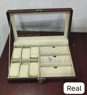 9 Slot Faux Leather Watch & Glasses Organizer Box