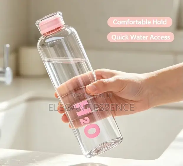 Chupa ya Maji ya Kioo 1L na Kofia ya Pink - 1