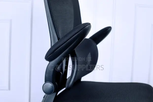 High-Back Computer Chair with Flip-Up Armrests - 1