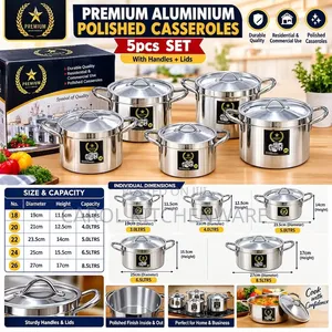 5-Piece Aluminium Sufuria Set with Lids and Handles