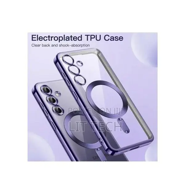 Samsung Galaxy A36 Transparent Magsafe Case with Purple Electroplated Edges - 1