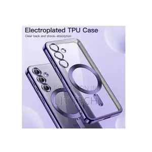 Samsung Galaxy A36 Transparent Magsafe Case with Purple Electroplated Edges