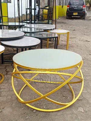 Metal Coffee Table with Glass Top