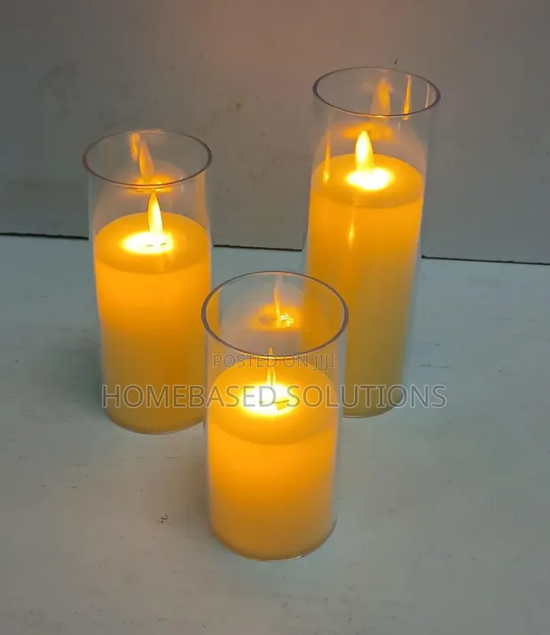 Seti ya Mishumaa 3-in-1 ya LED Isiyo na Mwako na Mwako wa Njano - 1
