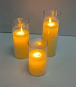 Seti ya Mishumaa 3-in-1 ya LED Isiyo na Mwako na Mwako wa Njano - 1