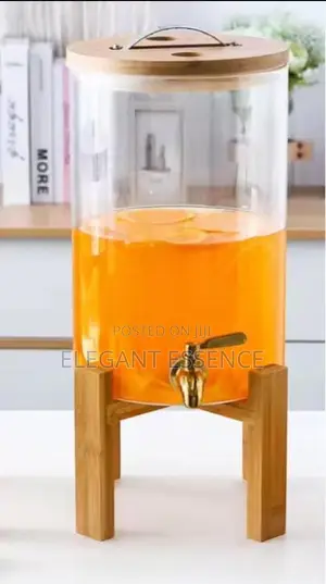 8L Glass Juice/Beverage Dispenser with Bamboo Stand