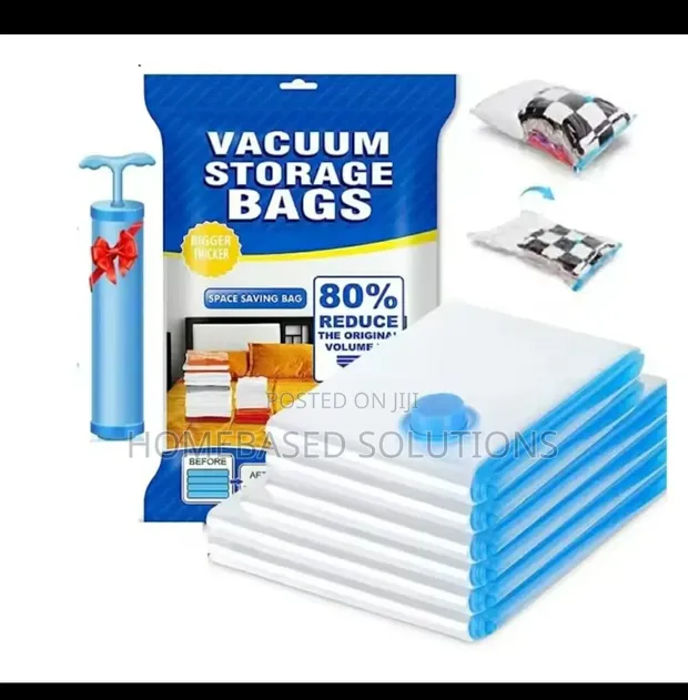 6pcs Vacuum Storage Bags with Suction Pump (80x100cm) - 1