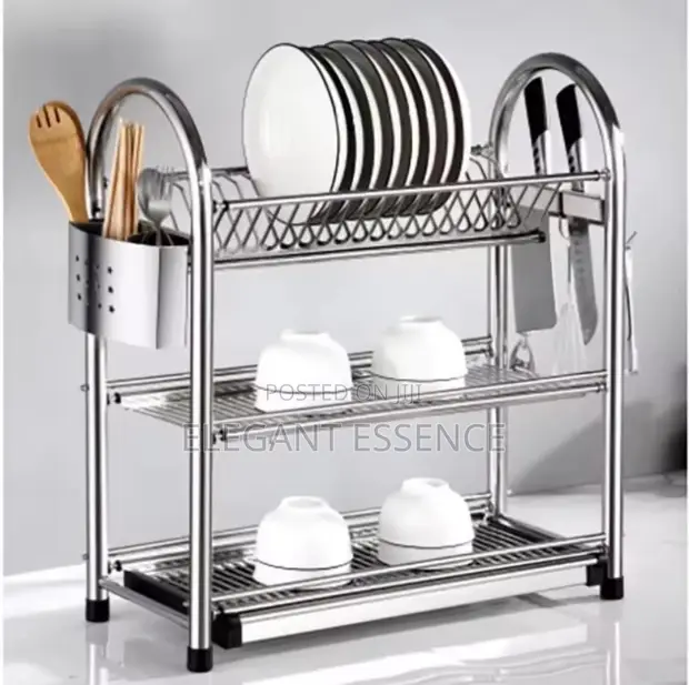 Heavy Duty Kitchen 3 Tier Dish Rack - Silver - 1