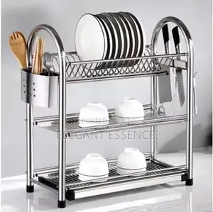 Heavy Duty Kitchen 3 Tier Dish Rack - Silver