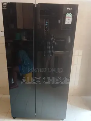 VON 429L Side-by-Side Fridge (Black Mirror Glass)