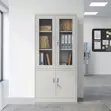 Kabati la Hifadhi la Milango 2 yenye Kioo Mbele - Chuma Nyeupe - 1