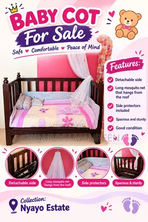 Detachable Side Baby Crib with Mattress & Accessories
