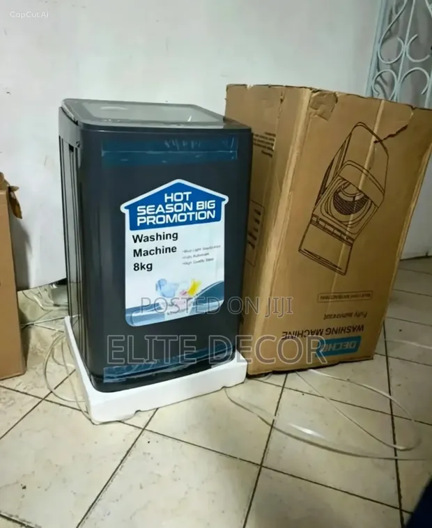 Decho 8KG Fully Automatic Top Load Washing Machine - Dark Grey - 1