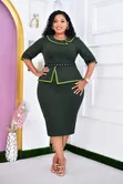 Gauni la Peplum la Wanawake Lililoshonwa Vizuri - 2