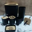 Set ya Vifaa vya Kifahari vya Bafu 6-Piece na Mfuniko wa Mianzi - 2